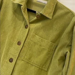 UO Clark Green Corduroy Button Down Shirt Jacket